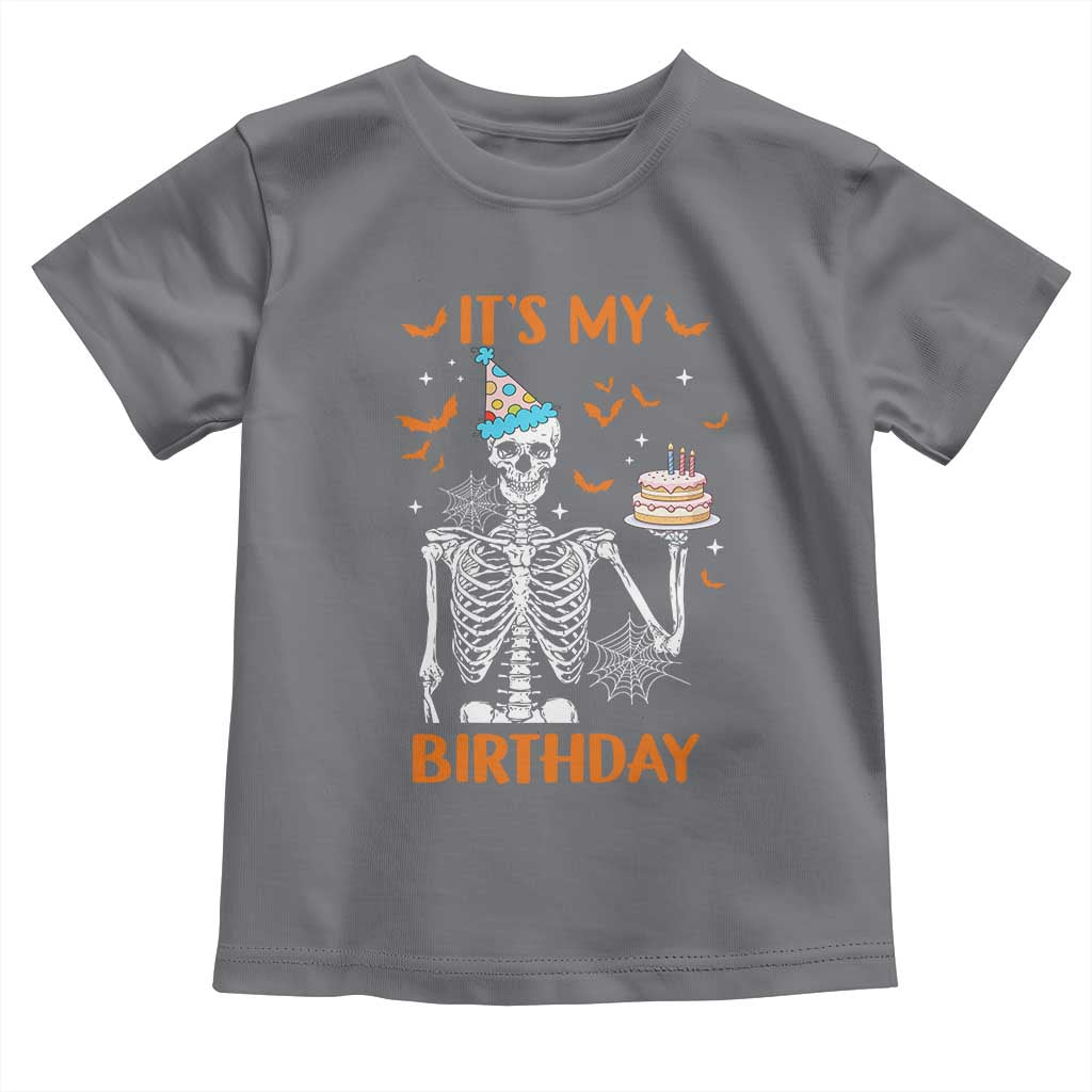 Funny Halloween Birthday Toddler T Shirt Its My Bday Skeleton Cake Party - Wonder Print Shop