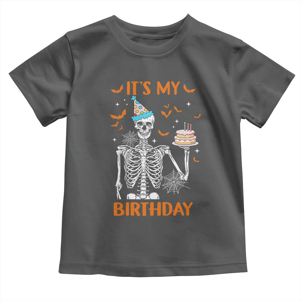 Funny Halloween Birthday Toddler T Shirt Its My Bday Skeleton Cake Party - Wonder Print Shop