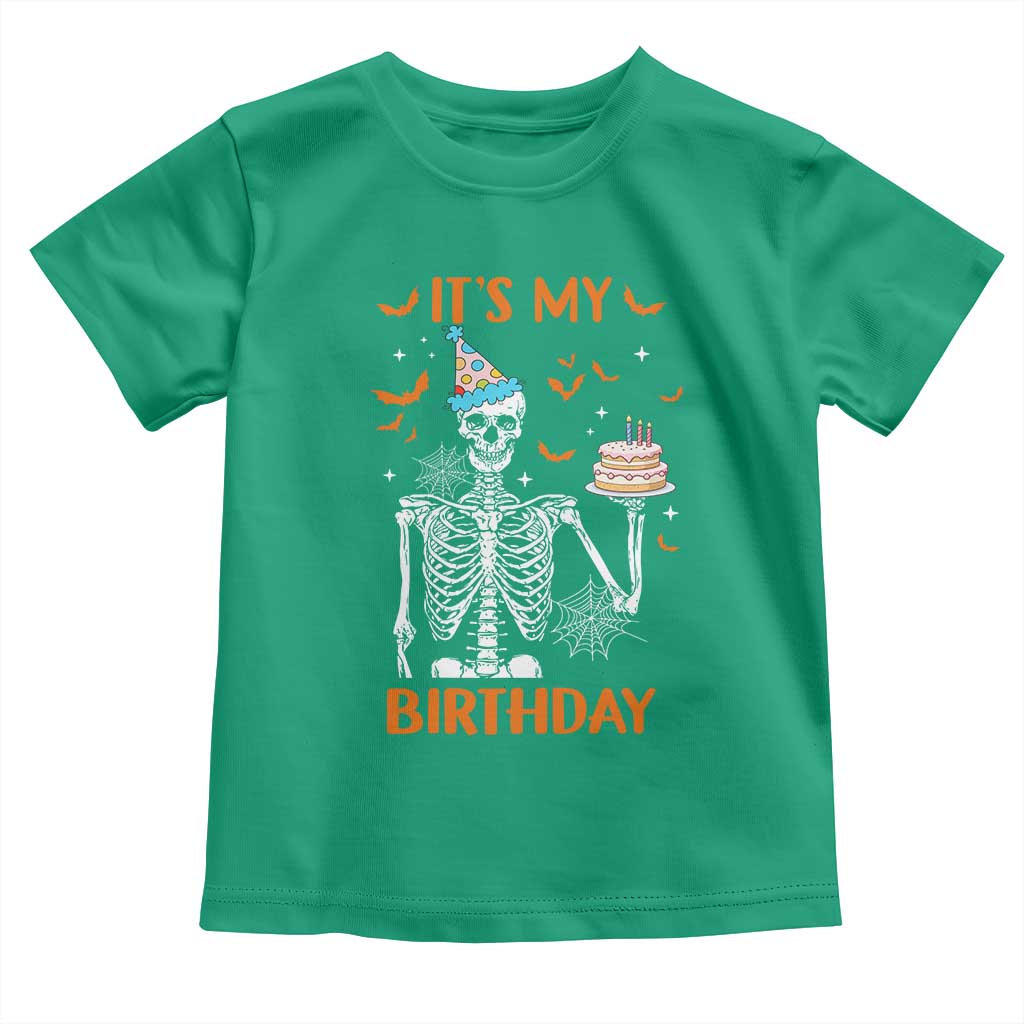 Funny Halloween Birthday Toddler T Shirt Its My Bday Skeleton Cake Party - Wonder Print Shop
