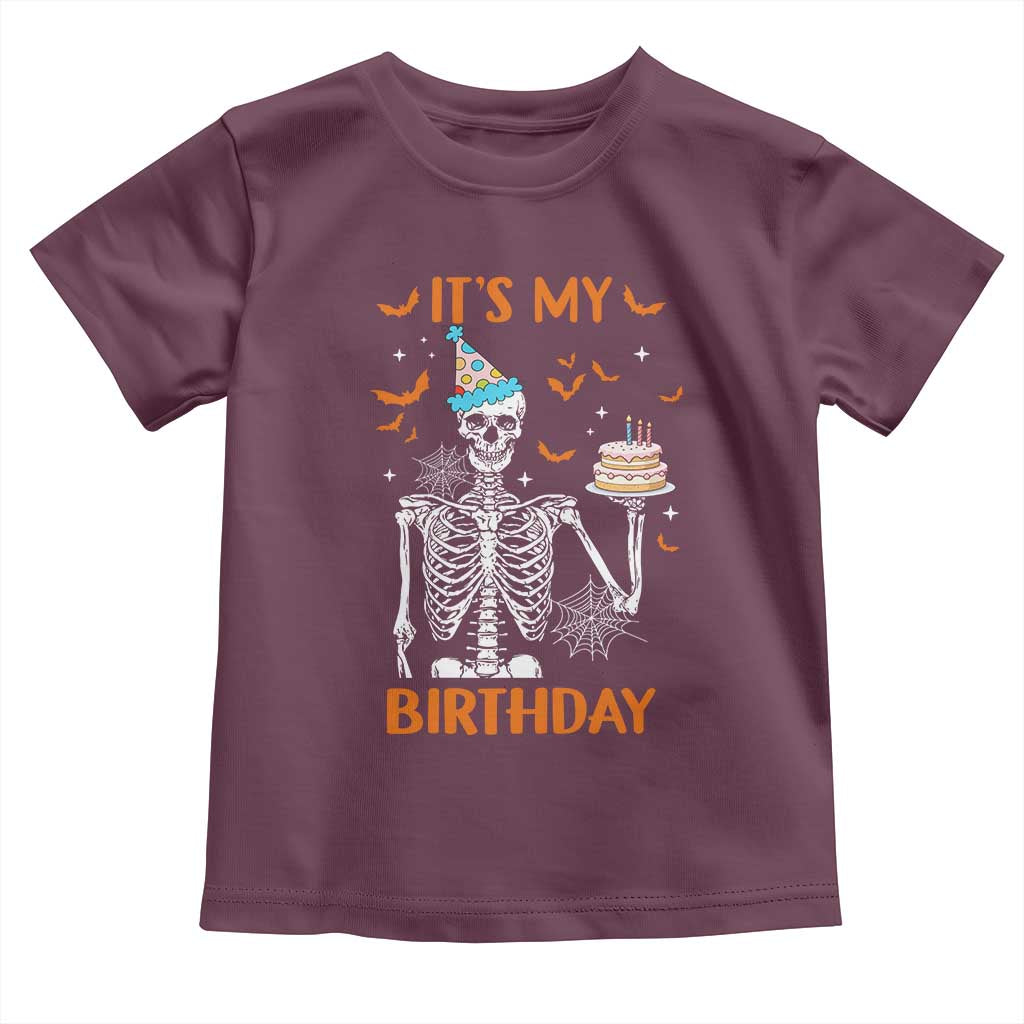 Funny Halloween Birthday Toddler T Shirt Its My Bday Skeleton Cake Party - Wonder Print Shop