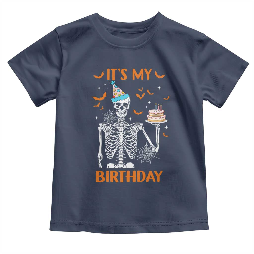 Funny Halloween Birthday Toddler T Shirt Its My Bday Skeleton Cake Party - Wonder Print Shop
