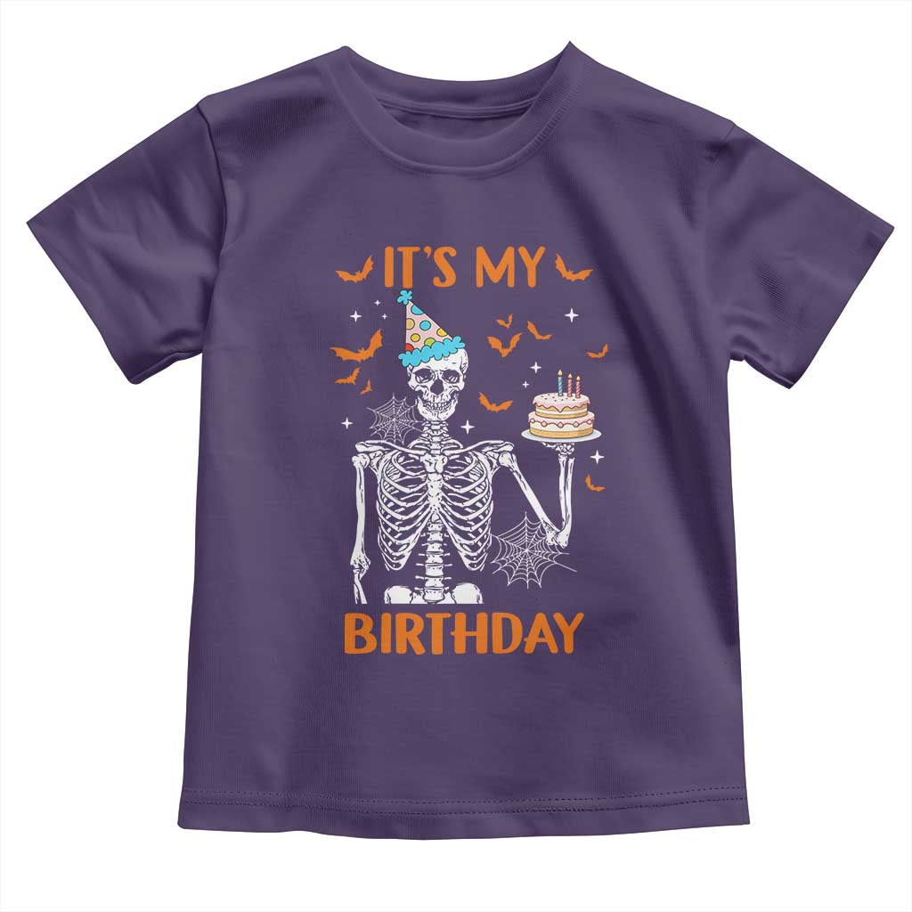 Funny Halloween Birthday Toddler T Shirt Its My Bday Skeleton Cake Party - Wonder Print Shop