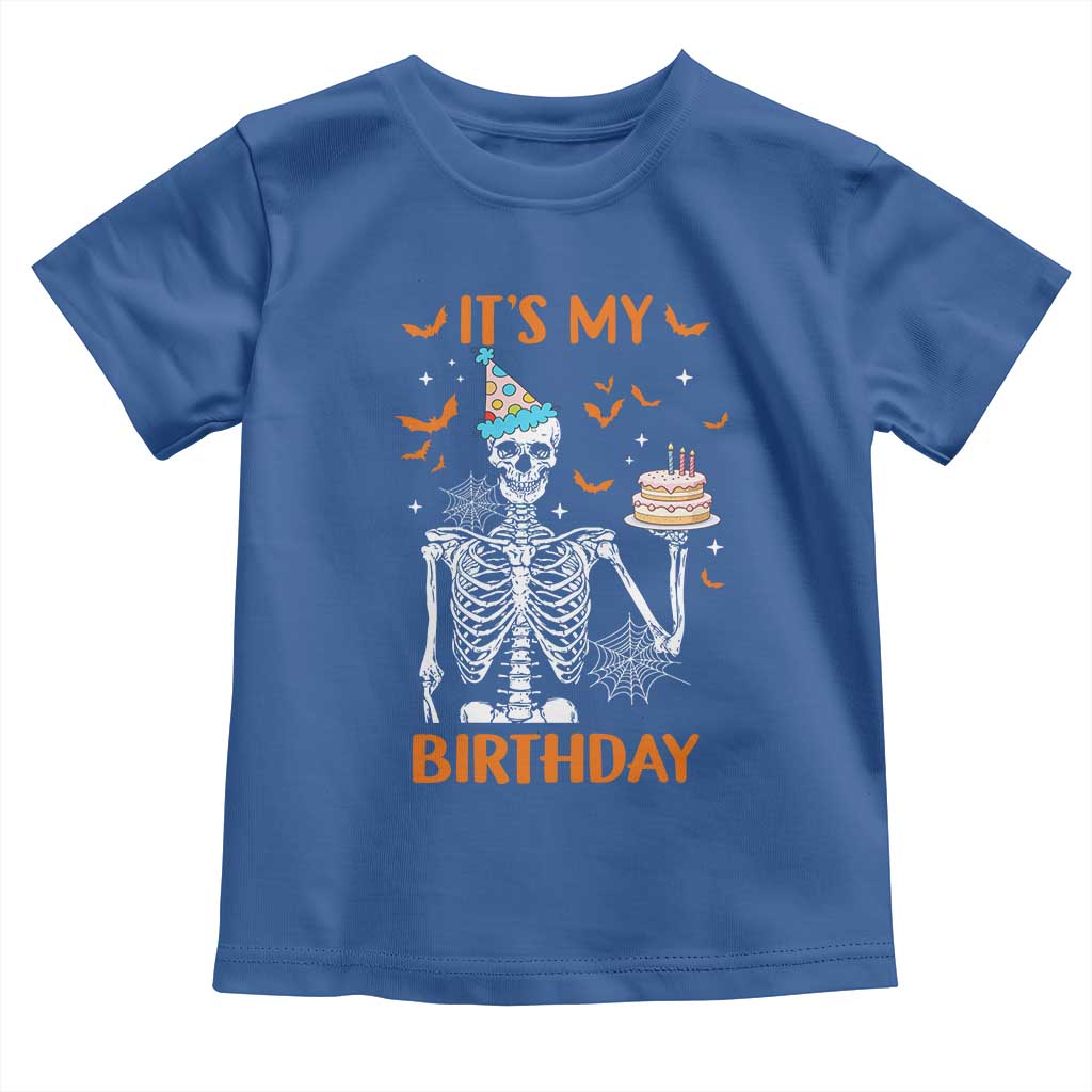 Funny Halloween Birthday Toddler T Shirt Its My Bday Skeleton Cake Party - Wonder Print Shop