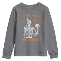 Funny Halloween Birthday Youth Sweatshirt Its My Bday Skeleton Cake Party - Wonder Print Shop