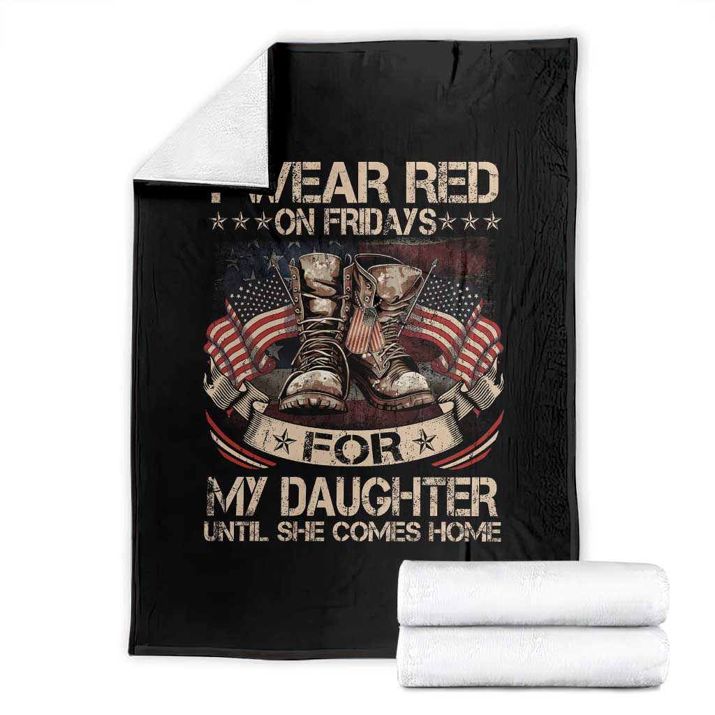 I Wear Red On Fridays For My Daughter Until She Comes Home Throw Blanket Vintage American Flag - Wonder Print Shop