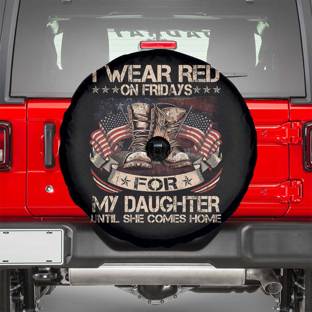 I Wear Red On Fridays For My Daughter Until She Comes Home Spare Tire Cover Vintage American Flag - Wonder Print Shop