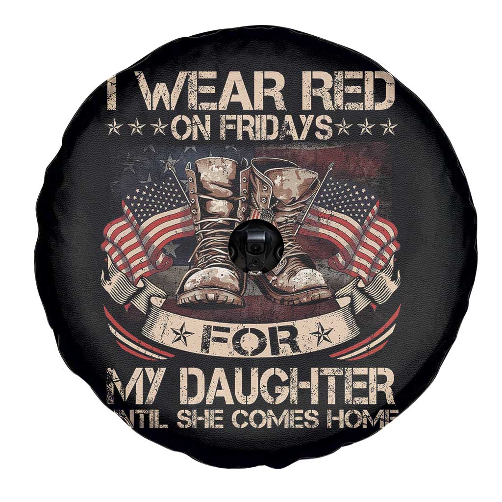 I Wear Red On Fridays For My Daughter Until She Comes Home Spare Tire Cover Vintage American Flag - Wonder Print Shop