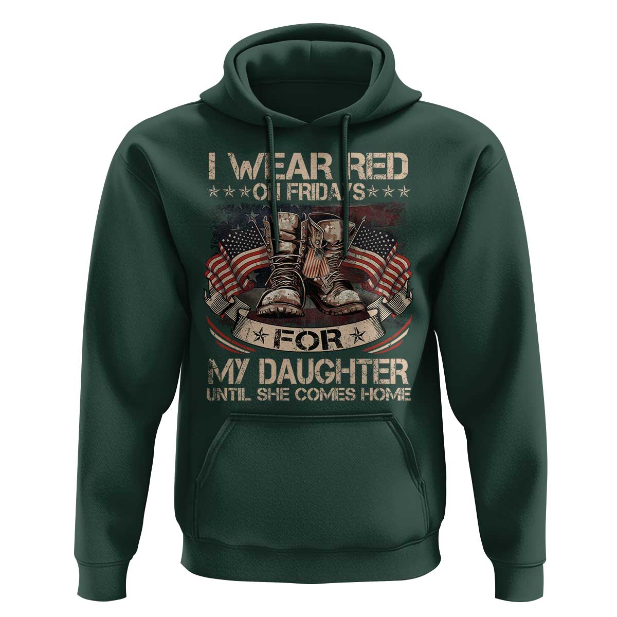 I Wear Red On Fridays For My Daughter Until She Comes Home Hoodie Vintage American Flag - Wonder Print Shop