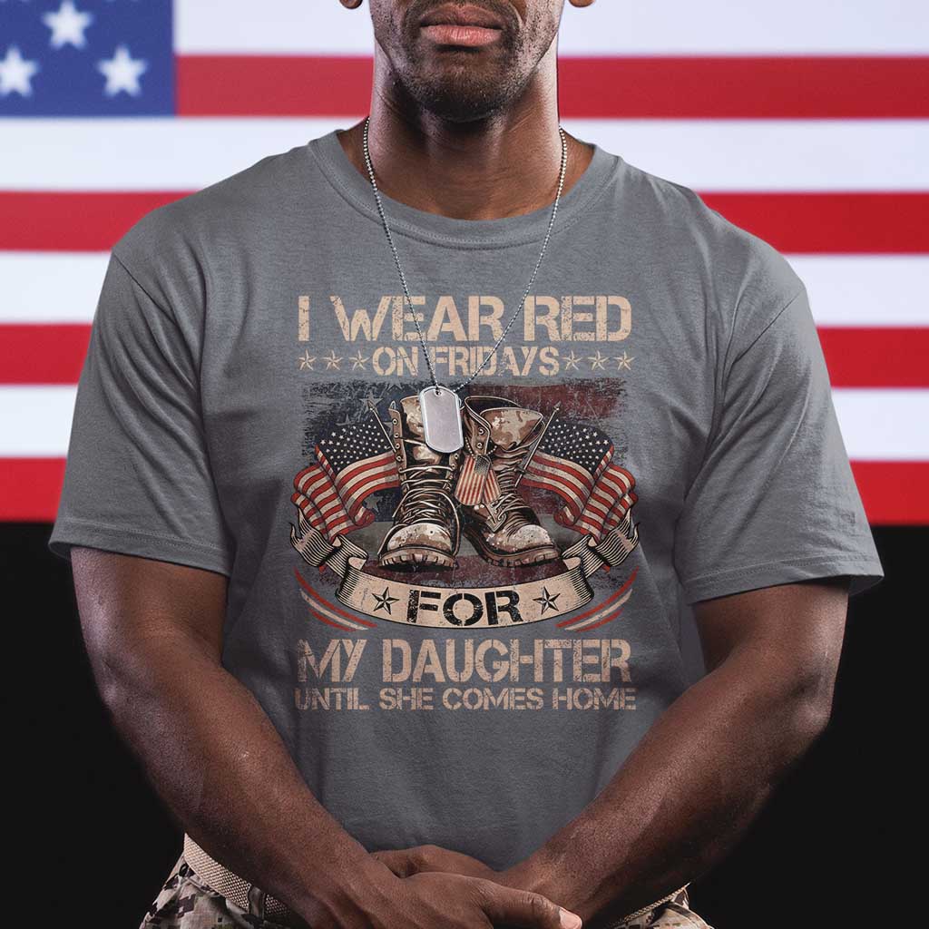 I Wear Red On Fridays For My Daughter Until She Comes Home T Shirt Vintage American Flag - Wonder Print Shop