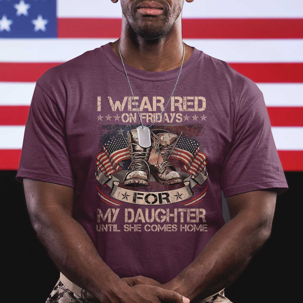I Wear Red On Fridays For My Daughter Until She Comes Home T Shirt Vintage American Flag - Wonder Print Shop