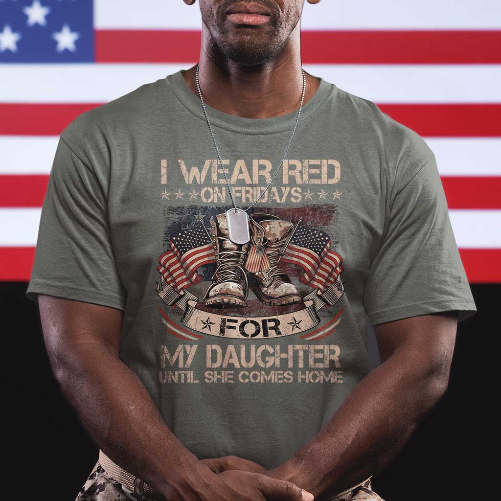I Wear Red On Fridays For My Daughter Until She Comes Home T Shirt Vintage American Flag - Wonder Print Shop