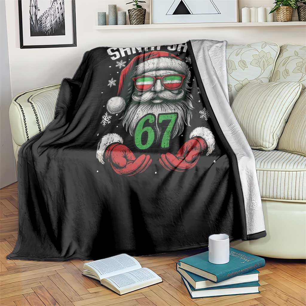 Funny Christmas Santa Says 67 Throw Blanket Six Seven Meme Gen Alpha Xmas Gag Gift - Wonder Print Shop