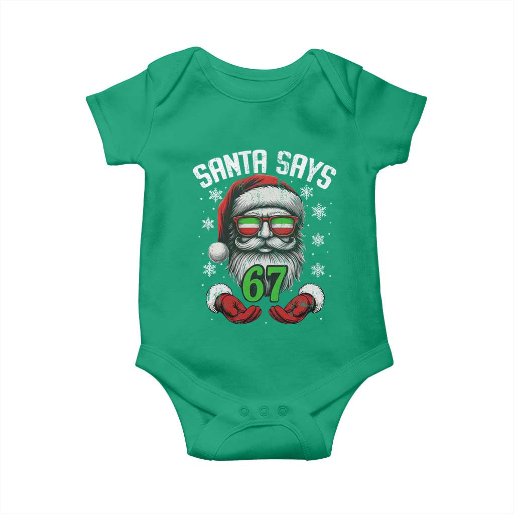 Funny Christmas Santa Says 67 Baby Onesie Six Seven Meme Gen Alpha Xmas Gag Gift - Wonder Print Shop