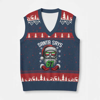 Funny Xmas Santa Says 67 V-Neck Knit Sweater Vest Six Seven Meme Gen Alpha Xmas Gag Gift - Wonder Print Shop