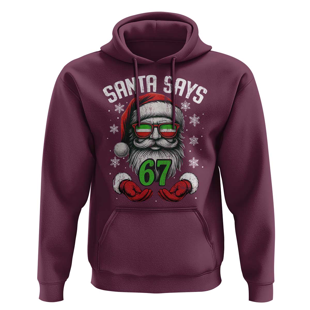 Funny Christmas Santa Says 67 Hoodie Six Seven Meme Gen Alpha Xmas Gag Gift - Wonder Print Shop