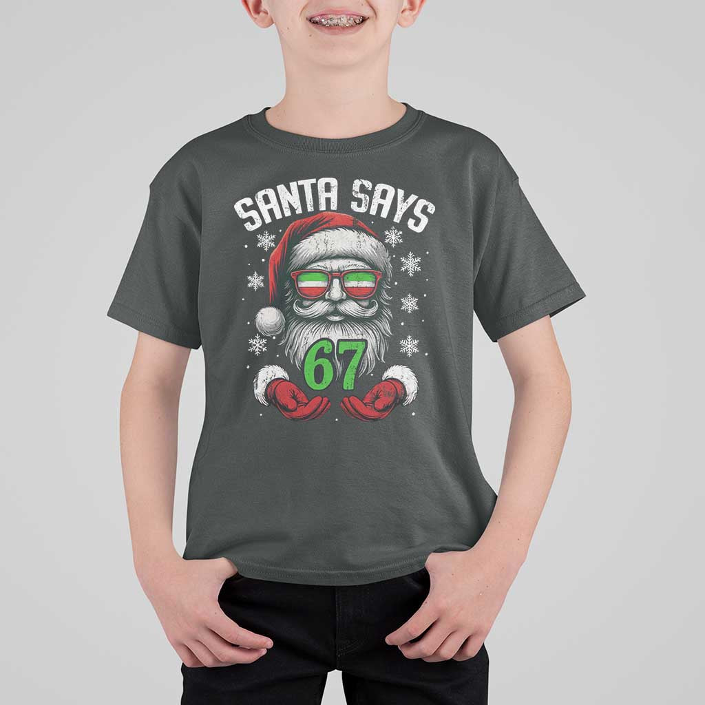 Funny Christmas Santa Says 67 T Shirt For Kid Six Seven Meme Gen Alpha Xmas Gag Gift - Wonder Print Shop