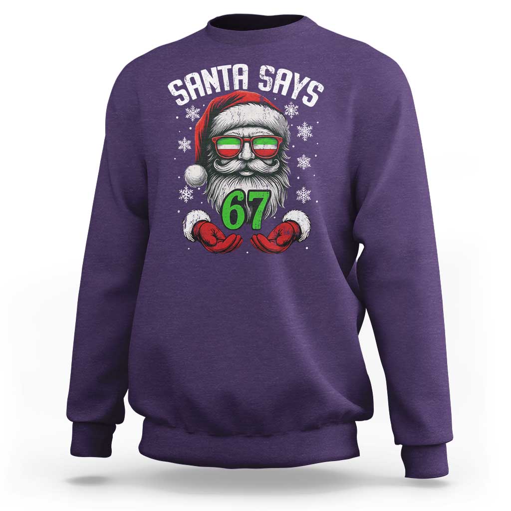 Funny Christmas Santa Says 67 Sweatshirt Six Seven Meme Gen Alpha Xmas Gag Gift - Wonder Print Shop