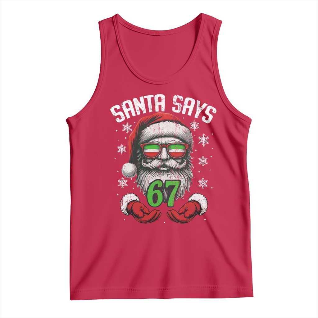 Funny Christmas Santa Says 67 Tank Top Six Seven Meme Gen Alpha Xmas Gag Gift - Wonder Print Shop