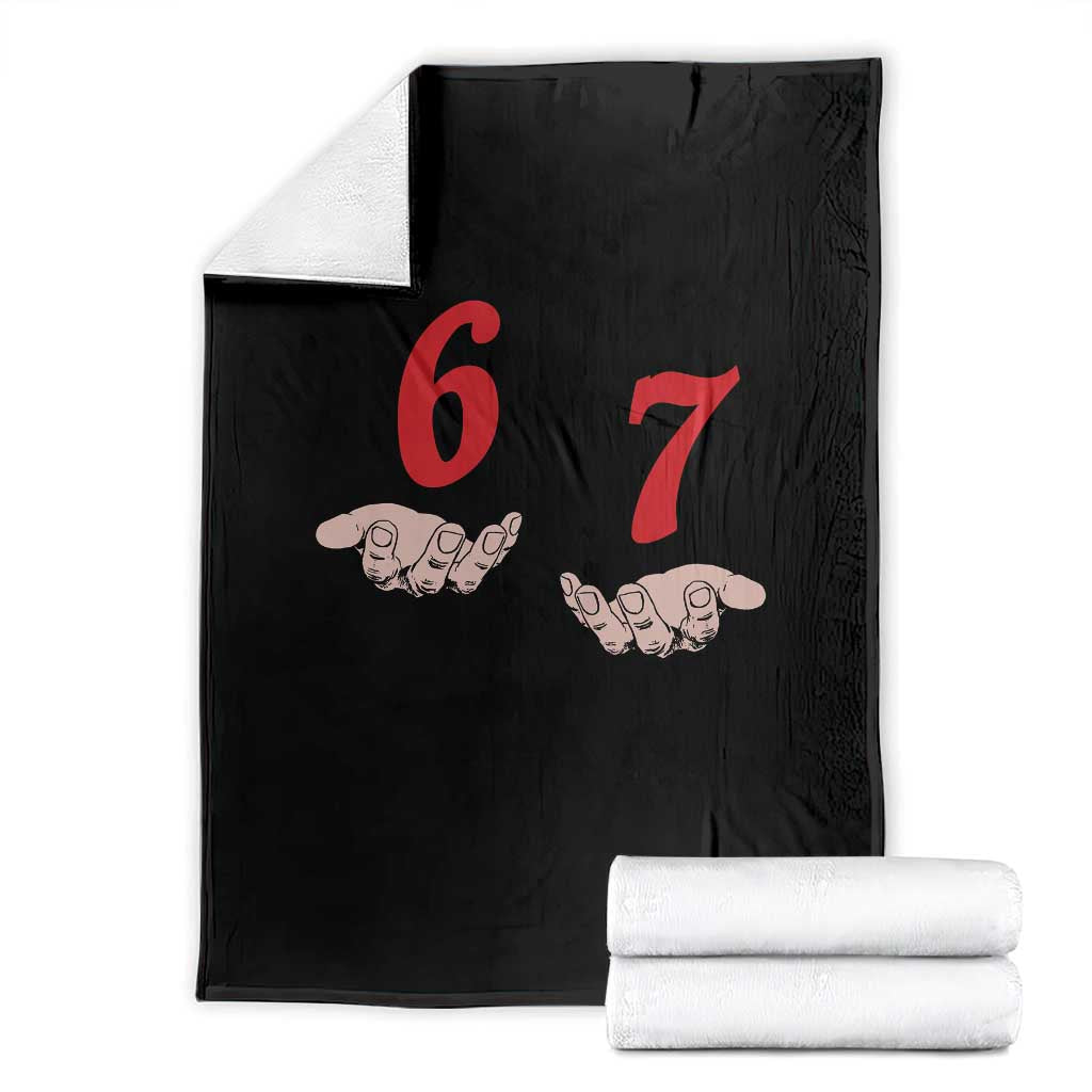 Funny 67 Six Seven Meme Hands Gesture Alpha Slang Throw Blanket - Wonder Print Shop