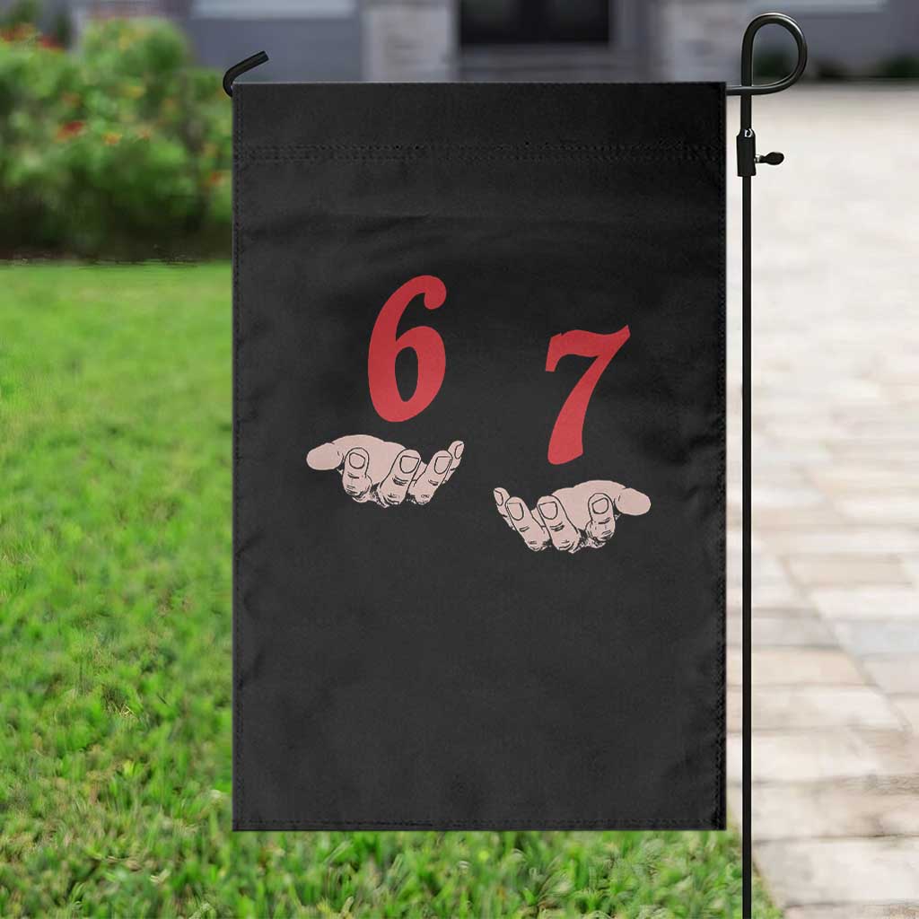 Funny 67 Six Seven Meme Hands Gesture Alpha Slang Garden Flag - Wonder Print Shop