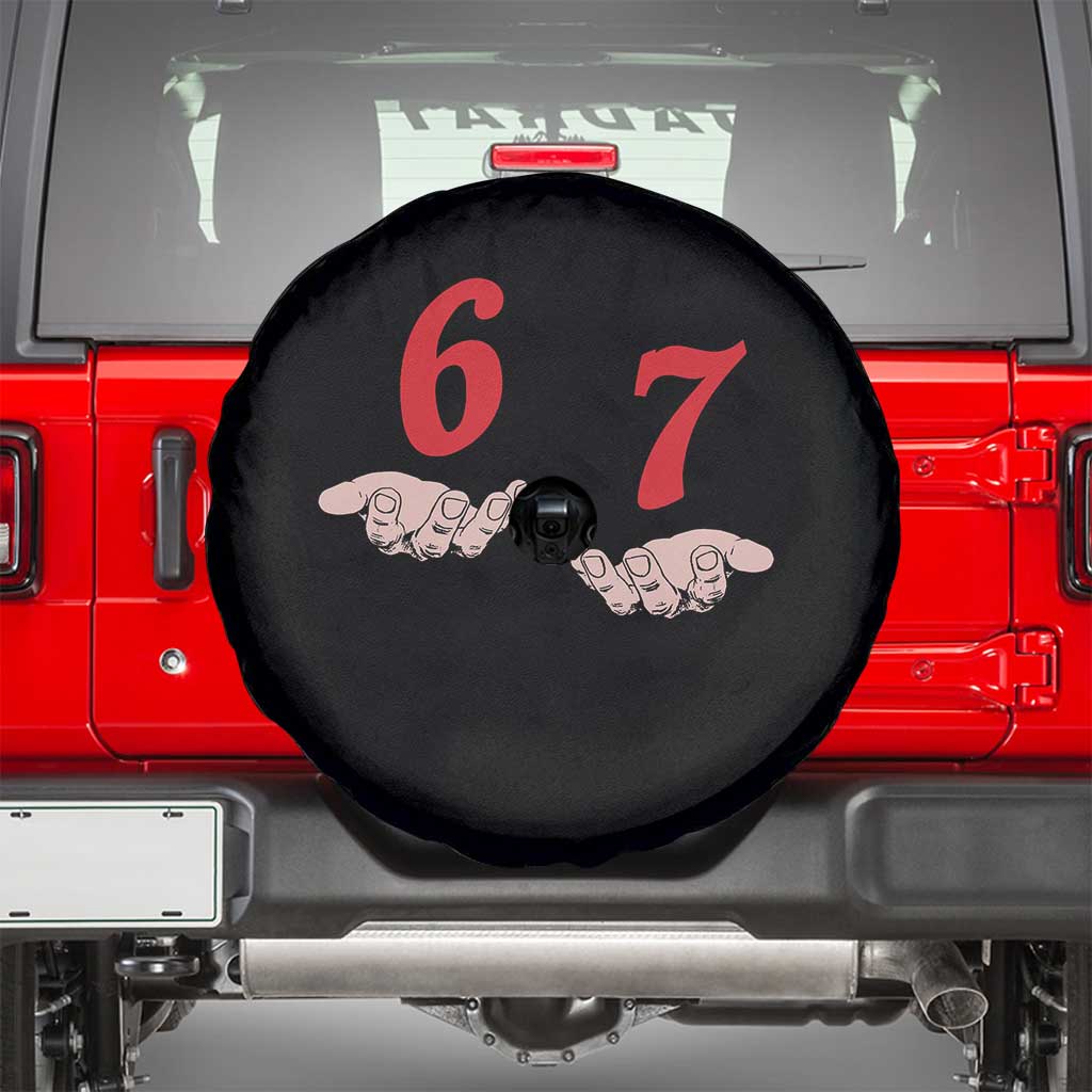 Funny 67 Six Seven Meme Hands Gesture Alpha Slang Spare Tire Cover - Wonder Print Shop