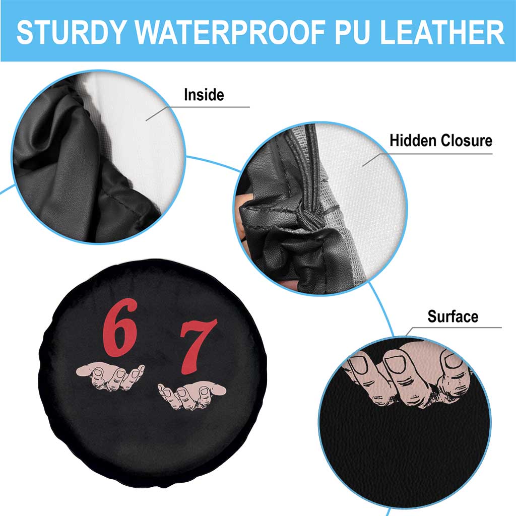 Funny 67 Six Seven Meme Hands Gesture Alpha Slang Spare Tire Cover - Wonder Print Shop