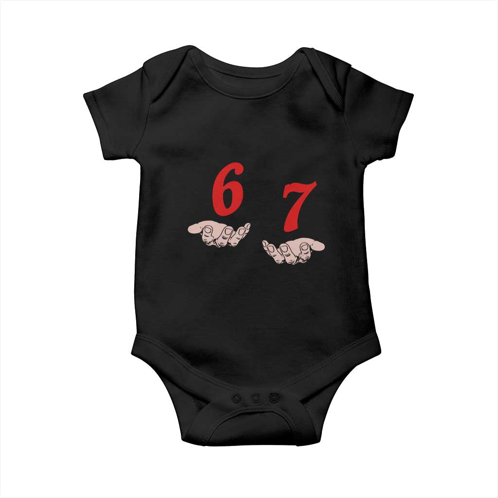 Funny 67 Six Seven Meme Hands Gesture Alpha Slang Baby Onesie - Wonder Print Shop