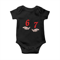 Funny 67 Six Seven Meme Hands Gesture Alpha Slang Baby Onesie - Wonder Print Shop