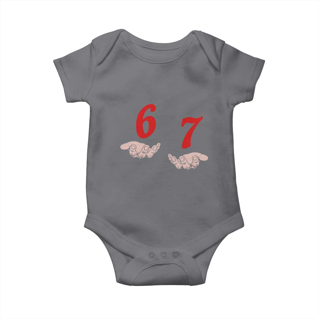 Funny 67 Six Seven Meme Hands Gesture Alpha Slang Baby Onesie - Wonder Print Shop
