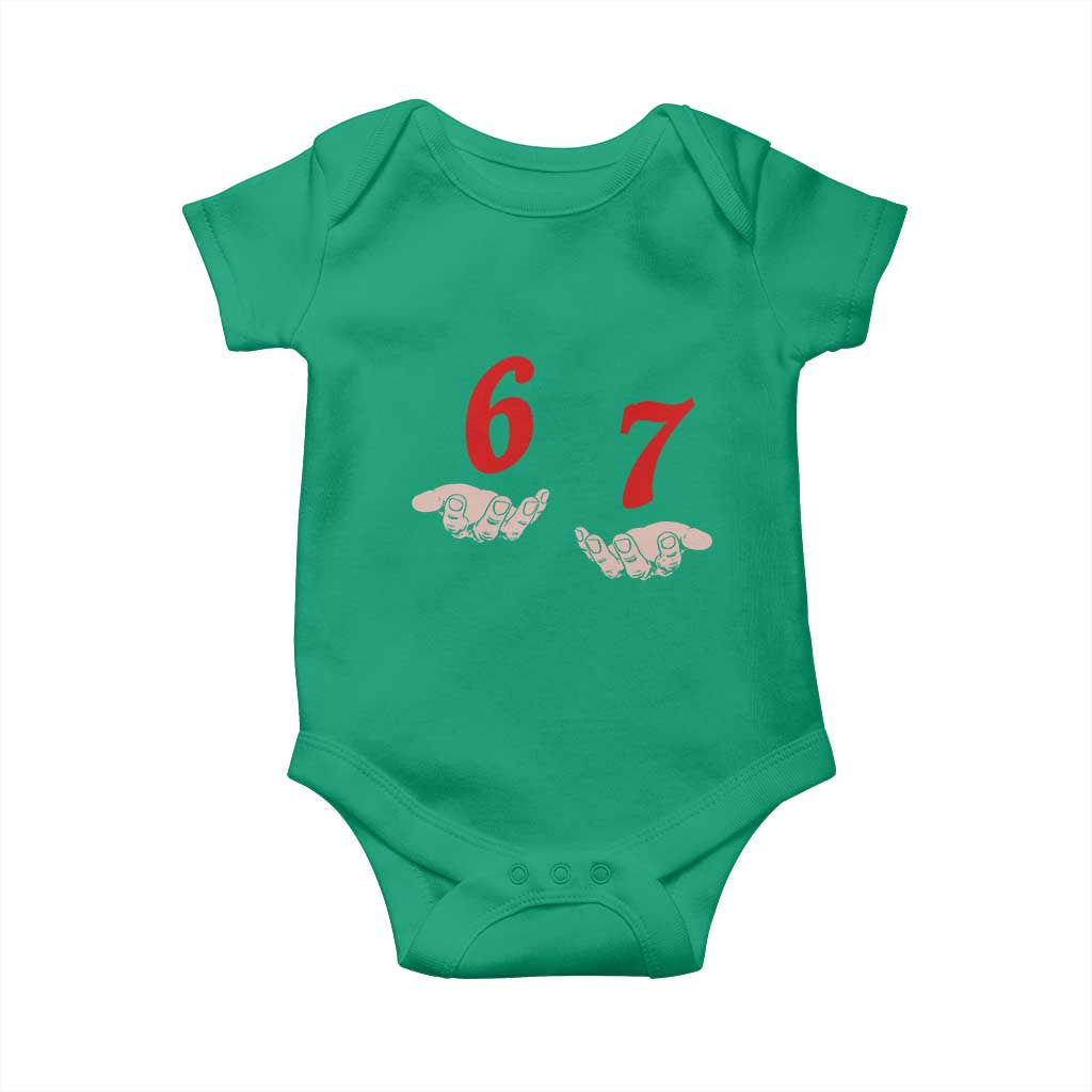 Funny 67 Six Seven Meme Hands Gesture Alpha Slang Baby Onesie - Wonder Print Shop