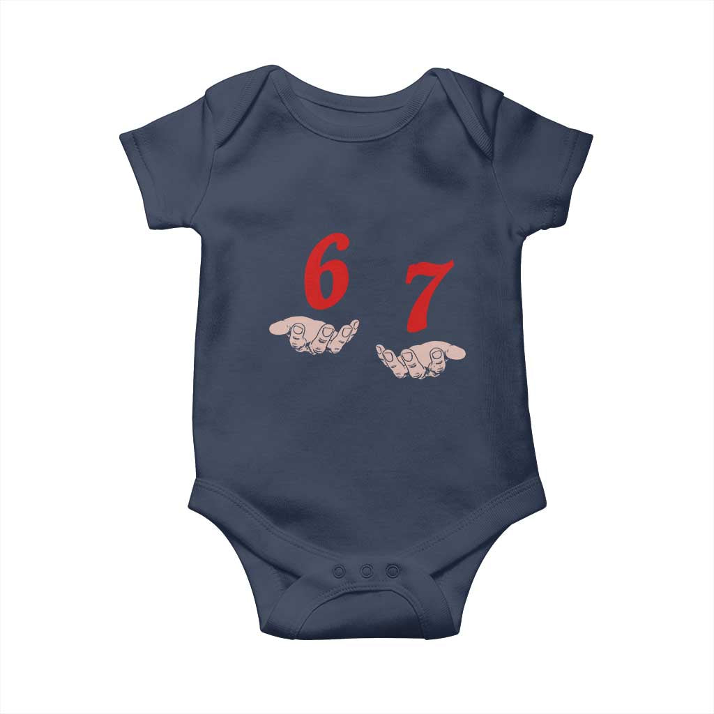 Funny 67 Six Seven Meme Hands Gesture Alpha Slang Baby Onesie - Wonder Print Shop