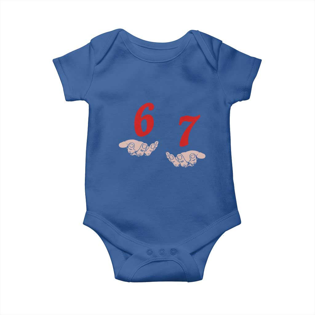 Funny 67 Six Seven Meme Hands Gesture Alpha Slang Baby Onesie - Wonder Print Shop