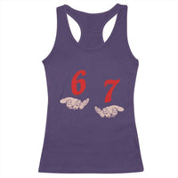 Funny 67 Six Seven Meme Hands Gesture Alpha Slang Racerback Tank Top - Wonder Print Shop