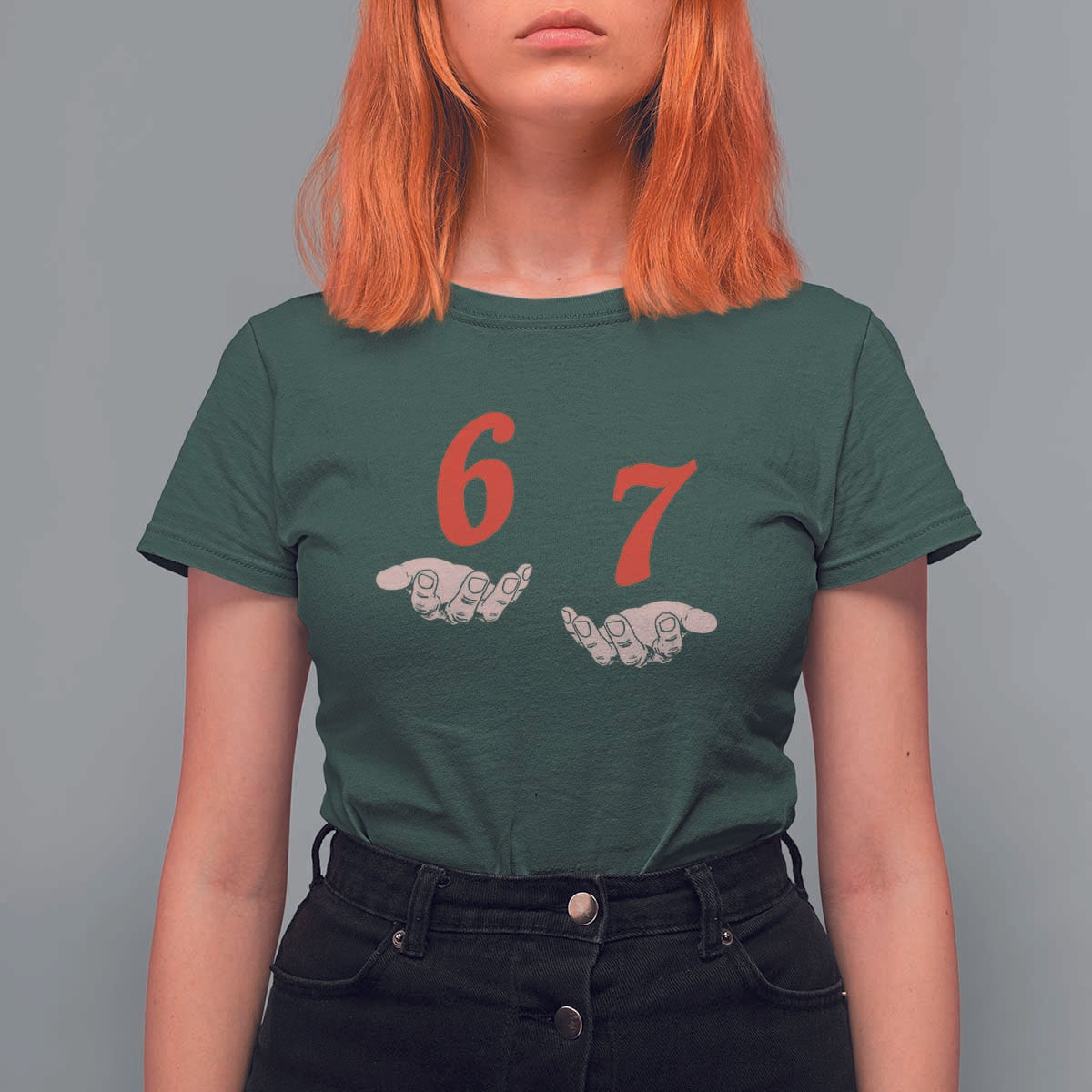 Funny 67 Six Seven Meme Hands Gesture Alpha Slang T Shirt For Women - Wonder Print Shop