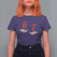Funny 67 Six Seven Meme Hands Gesture Alpha Slang T Shirt For Women - Wonder Print Shop