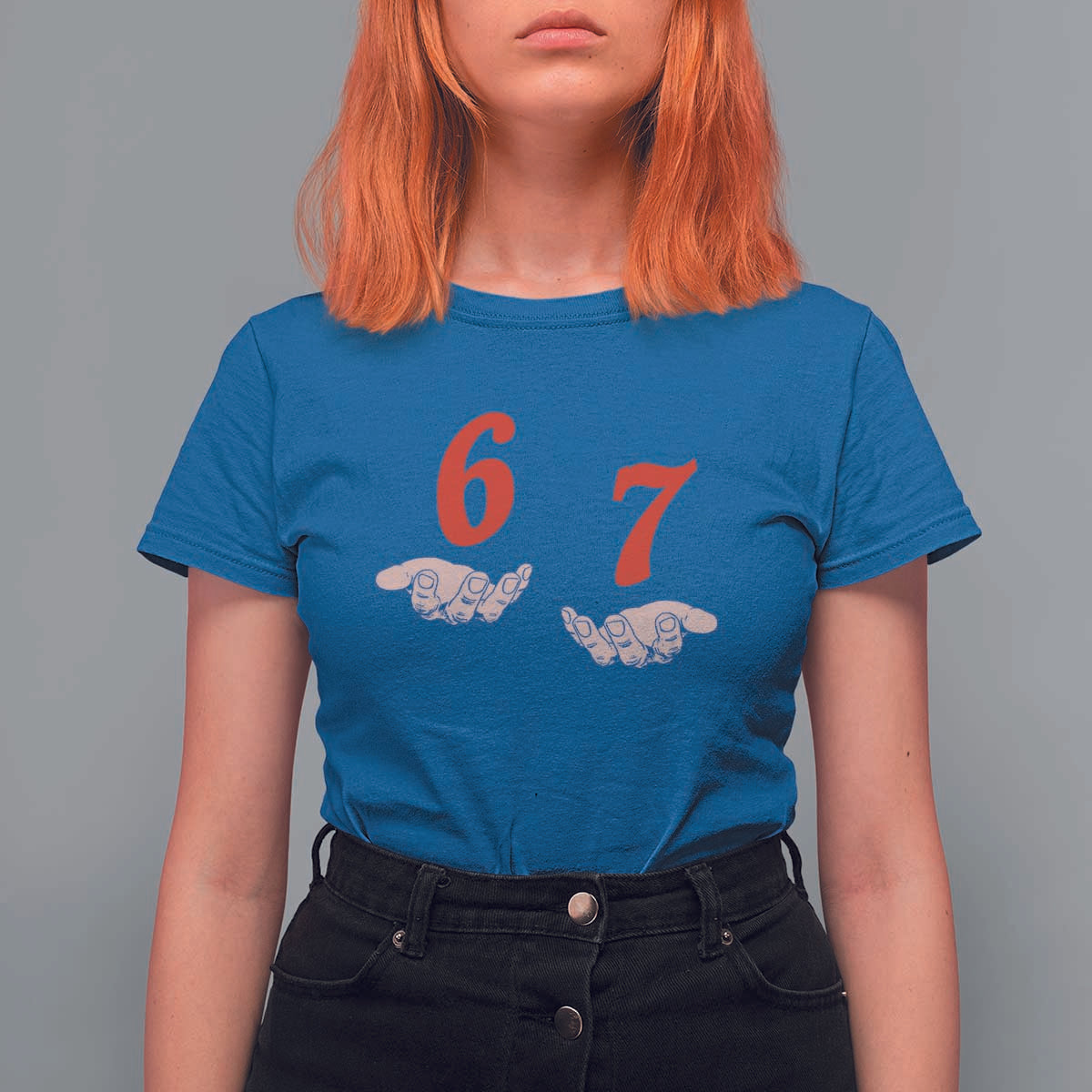 Funny 67 Six Seven Meme Hands Gesture Alpha Slang T Shirt For Women - Wonder Print Shop