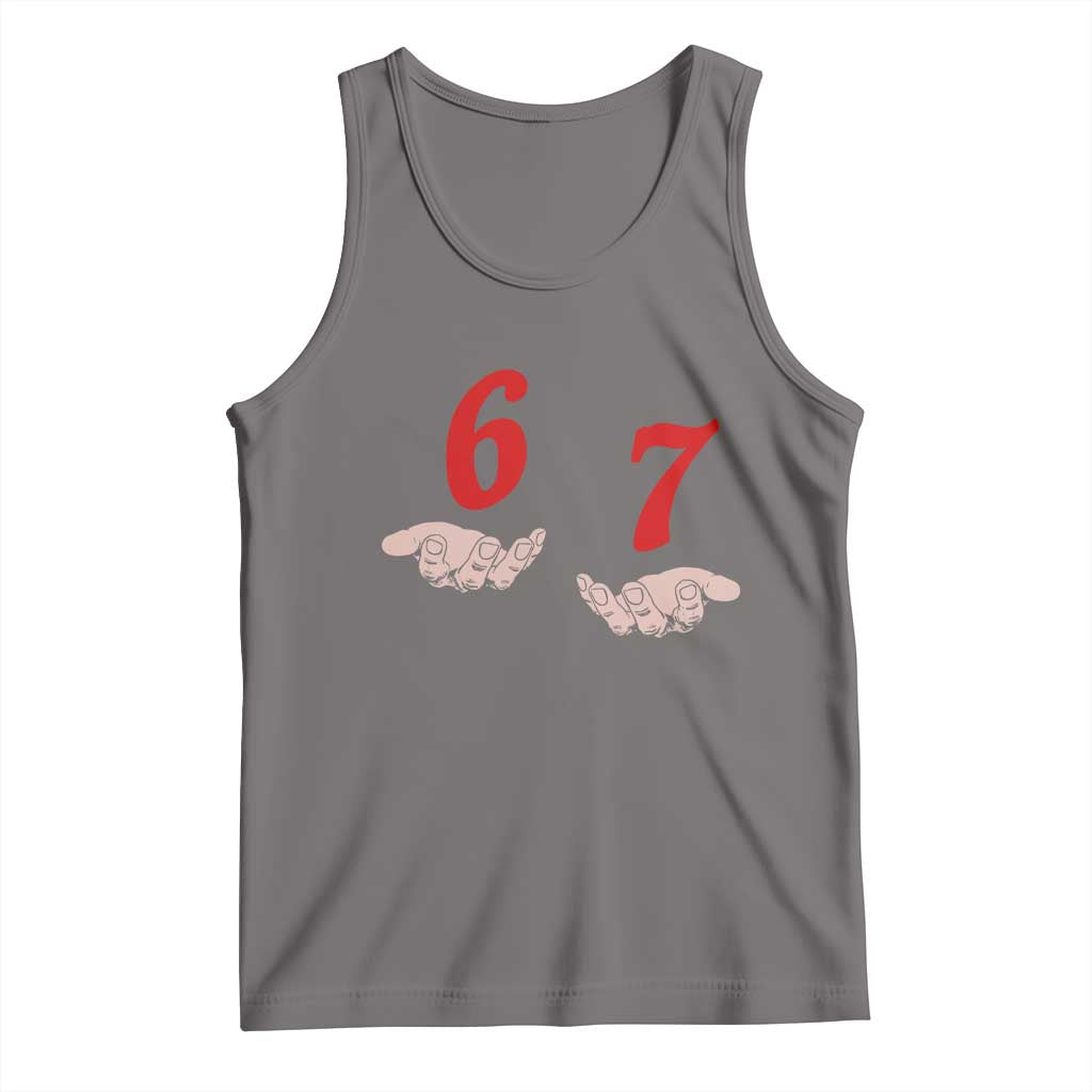 Funny 67 Six Seven Meme Hands Gesture Alpha Slang Tank Top - Wonder Print Shop