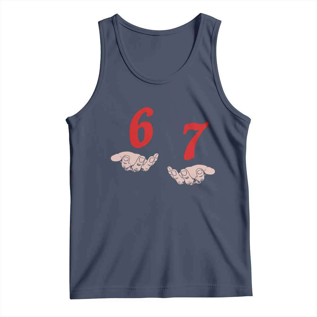 Funny 67 Six Seven Meme Hands Gesture Alpha Slang Tank Top - Wonder Print Shop
