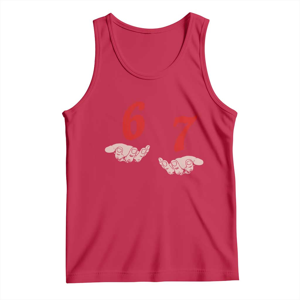 Funny 67 Six Seven Meme Hands Gesture Alpha Slang Tank Top - Wonder Print Shop