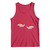 Funny 67 Six Seven Meme Hands Gesture Alpha Slang Tank Top - Wonder Print Shop