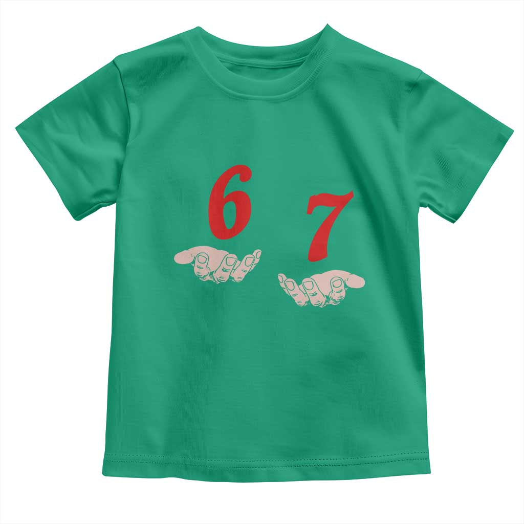 Funny 67 Six Seven Meme Hands Gesture Alpha Slang Toddler T Shirt - Wonder Print Shop