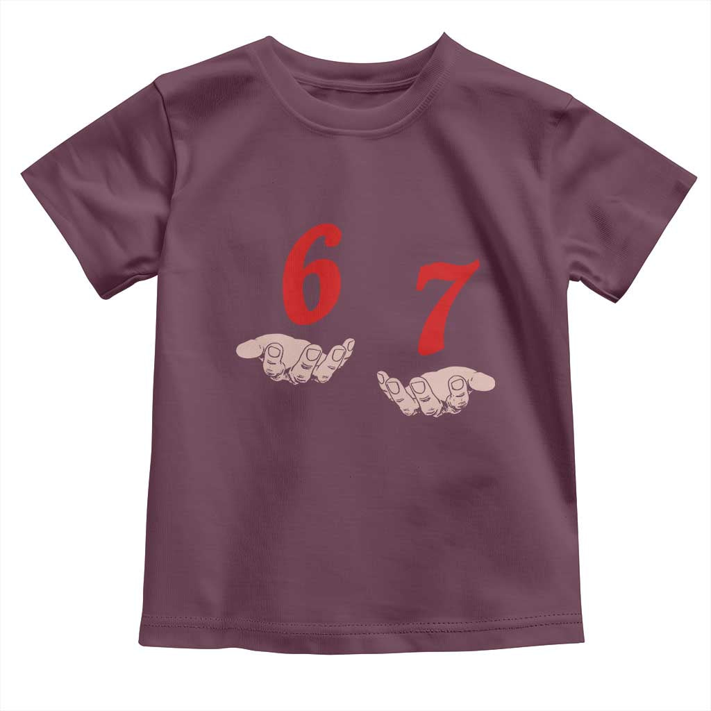 Funny 67 Six Seven Meme Hands Gesture Alpha Slang Toddler T Shirt - Wonder Print Shop