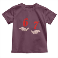 Funny 67 Six Seven Meme Hands Gesture Alpha Slang Toddler T Shirt - Wonder Print Shop