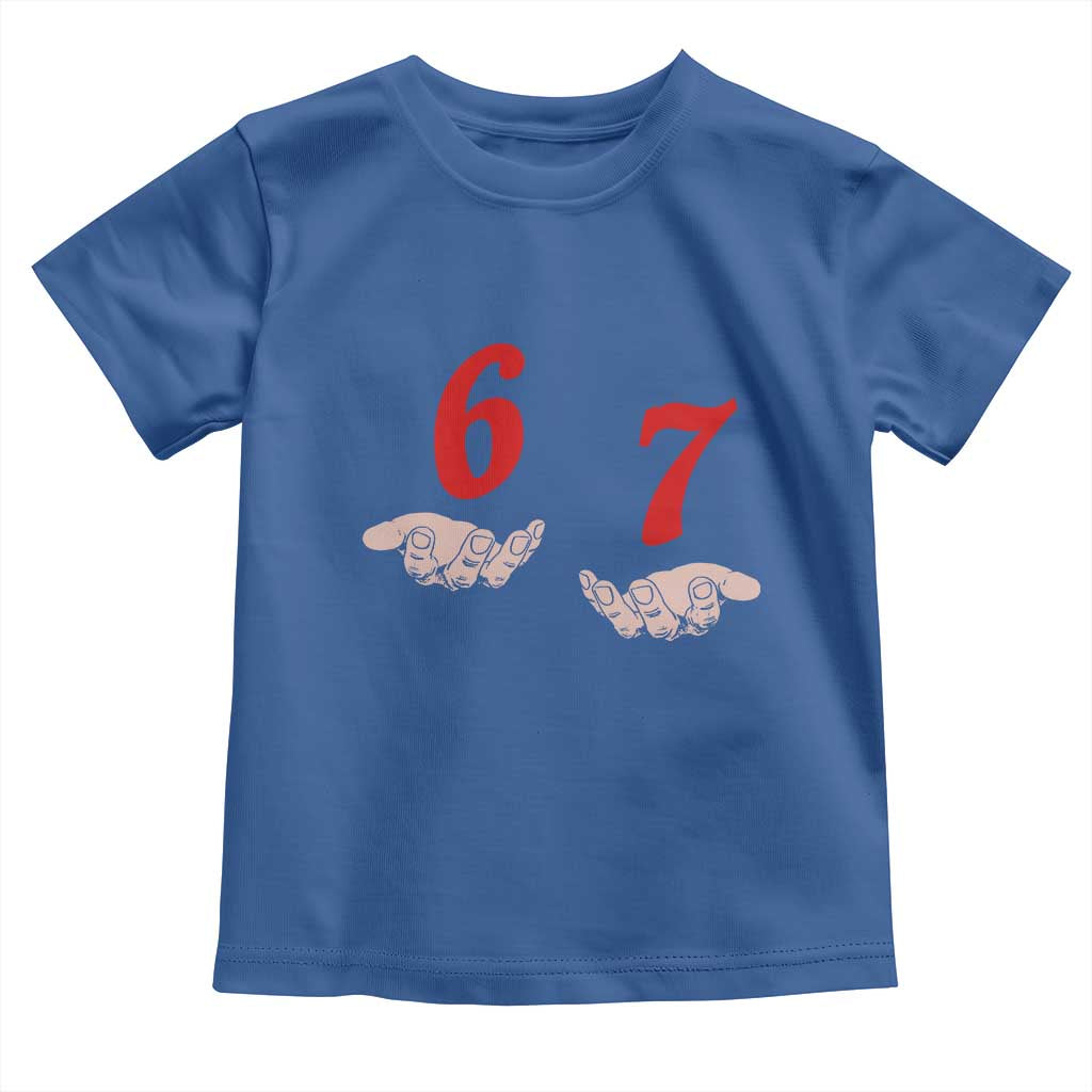 Funny 67 Six Seven Meme Hands Gesture Alpha Slang Toddler T Shirt - Wonder Print Shop