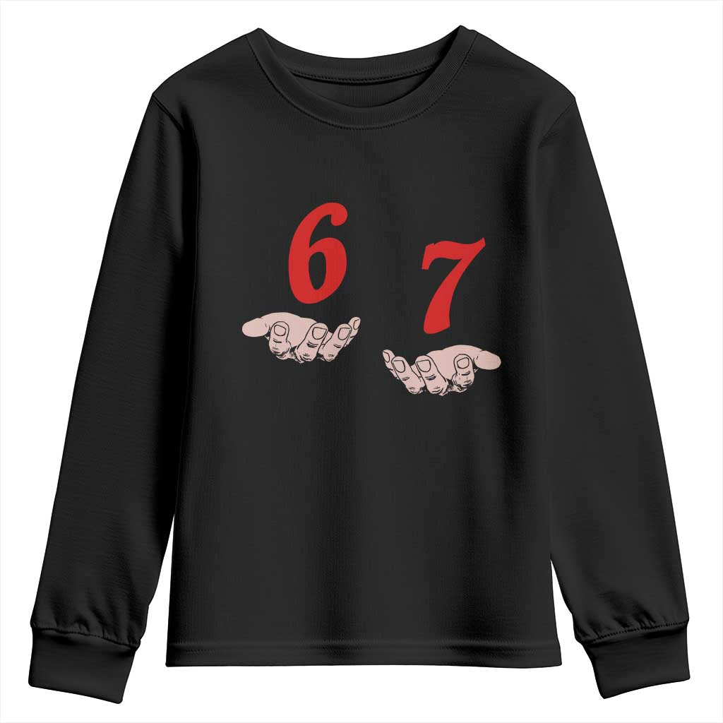 Funny 67 Six Seven Meme Hands Gesture Alpha Slang Youth Sweatshirt - Wonder Print Shop