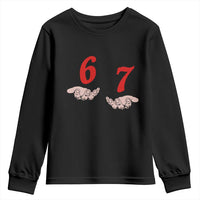 Funny 67 Six Seven Meme Hands Gesture Alpha Slang Youth Sweatshirt - Wonder Print Shop