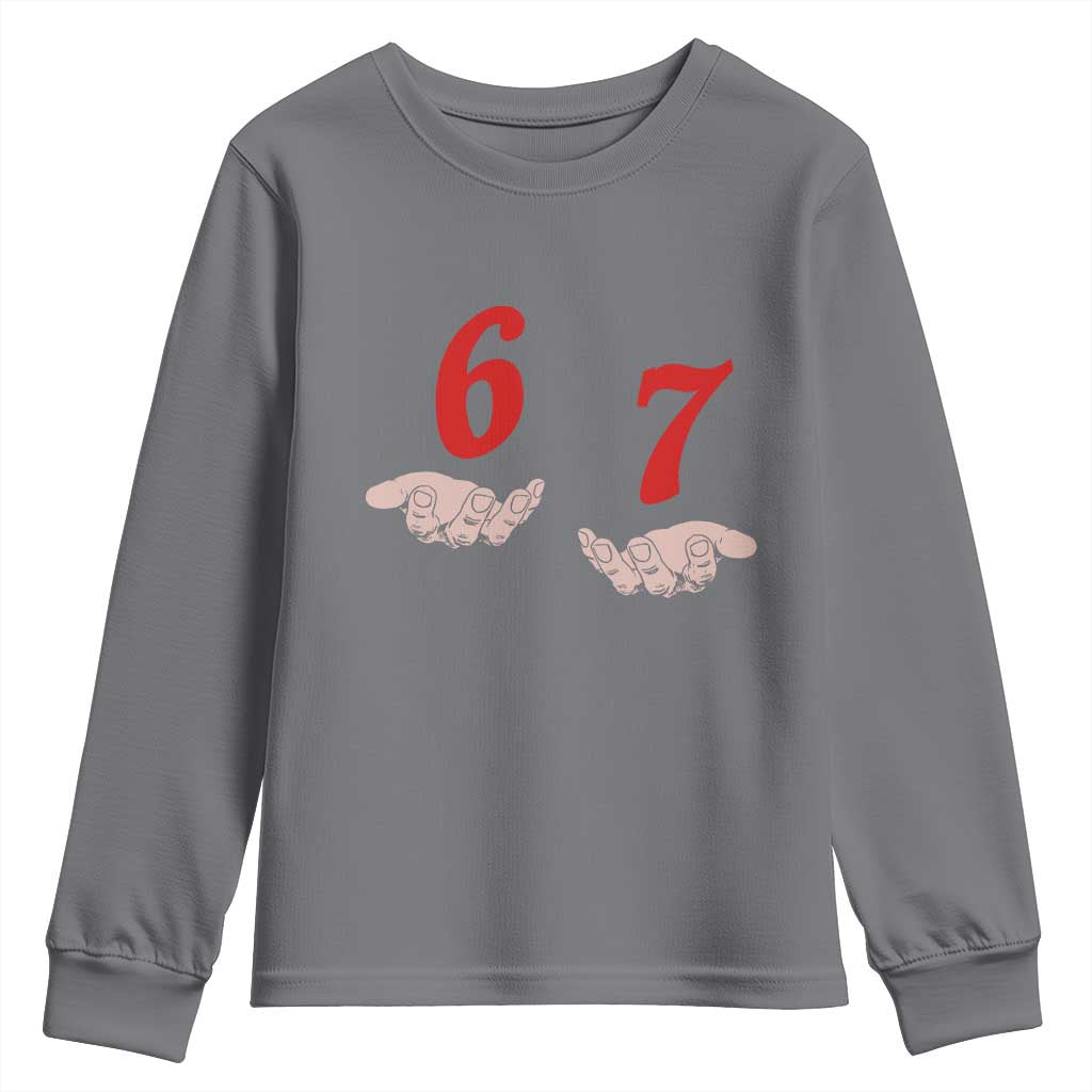 Funny 67 Six Seven Meme Hands Gesture Alpha Slang Youth Sweatshirt - Wonder Print Shop