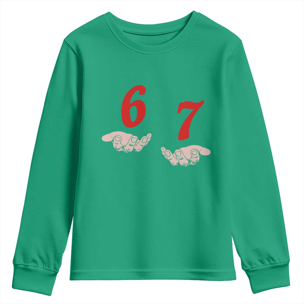 Funny 67 Six Seven Meme Hands Gesture Alpha Slang Youth Sweatshirt - Wonder Print Shop