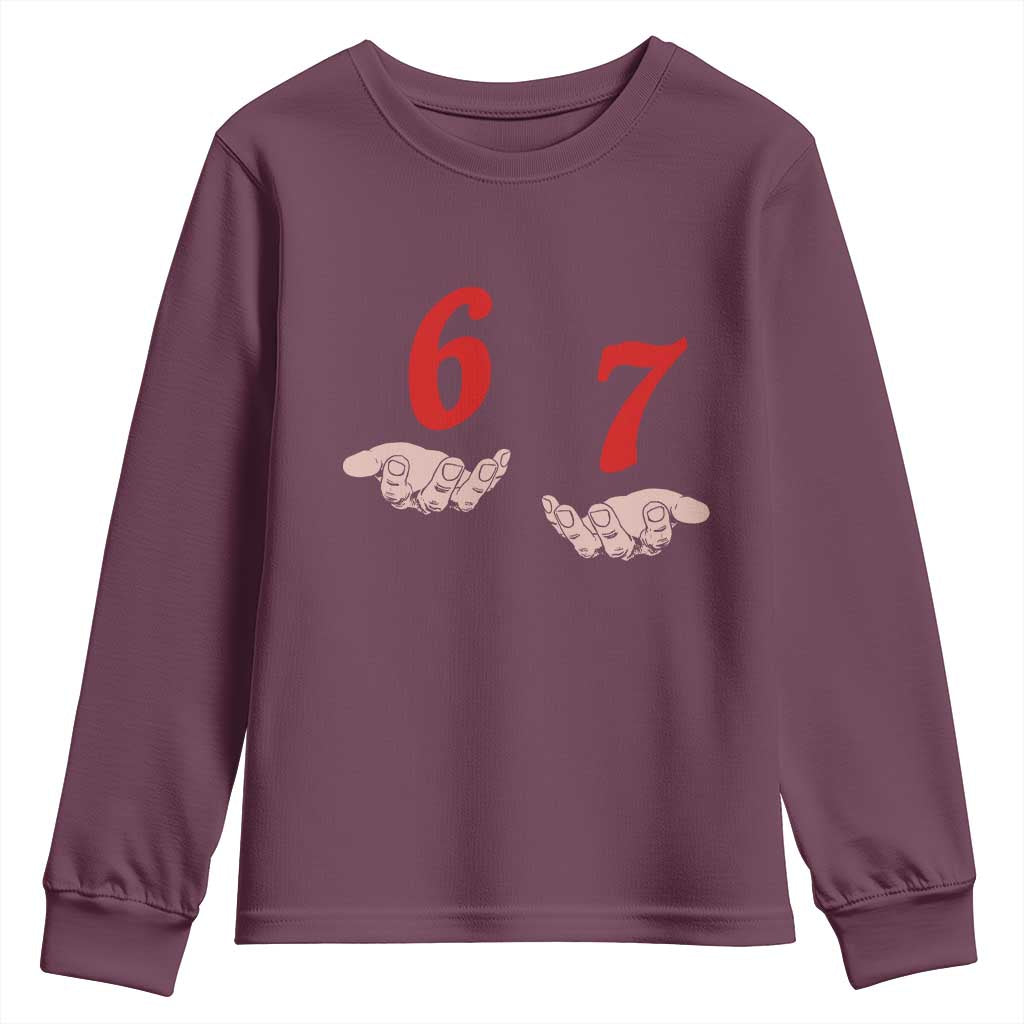Funny 67 Six Seven Meme Hands Gesture Alpha Slang Youth Sweatshirt - Wonder Print Shop