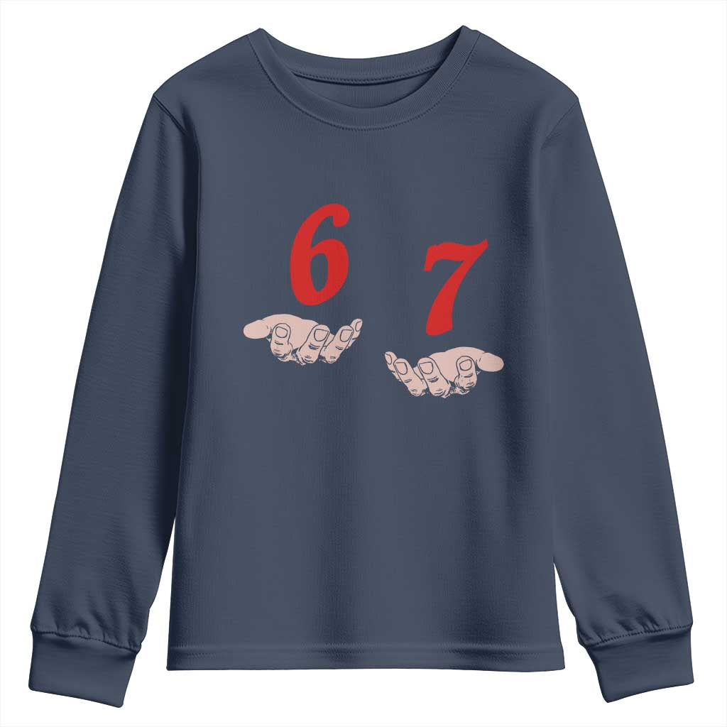 Funny 67 Six Seven Meme Hands Gesture Alpha Slang Youth Sweatshirt - Wonder Print Shop